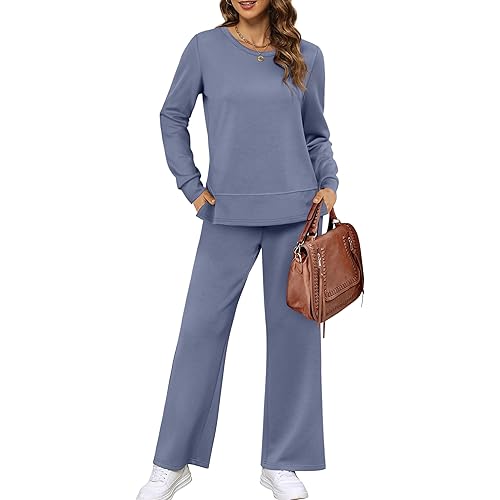 XIEERDUO Women's 2 Piece Lounge Sets Casual Fall Travel Outfits Fashion Wide Leg Tracksuit Cozy Sweatsuits S-3XL