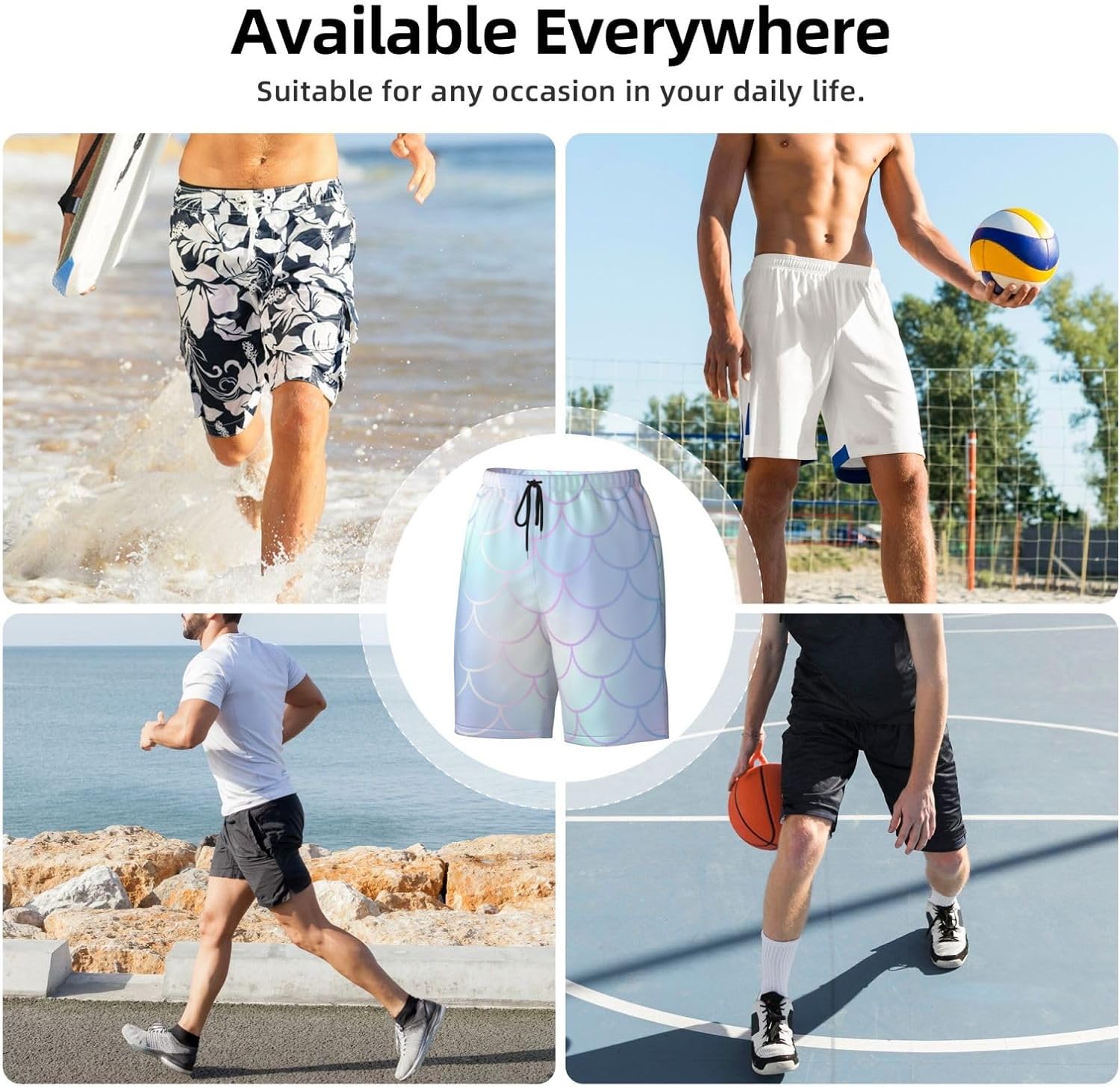 Mens Swim Trunks with Mesh Lining,Quick Dry Board Shorts Beach Pants Swimwear Bathing Suits