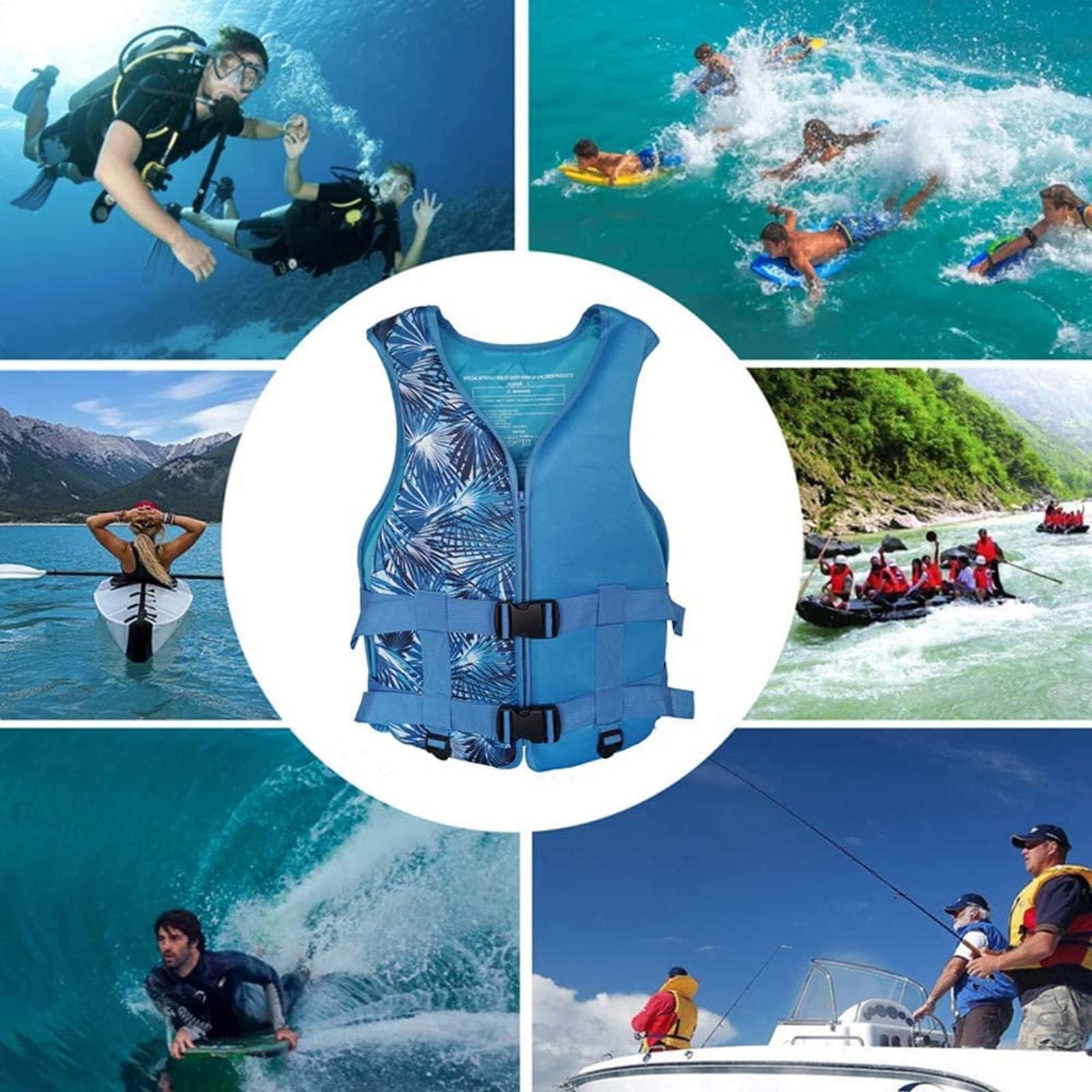 Vestes de Pêche en Néoprène avec Fermeture Éclair et Ceinture Réglables, Vestes de Pêche for Kayak, Bateau, Plongée en Apnée for Adultes et Enfants