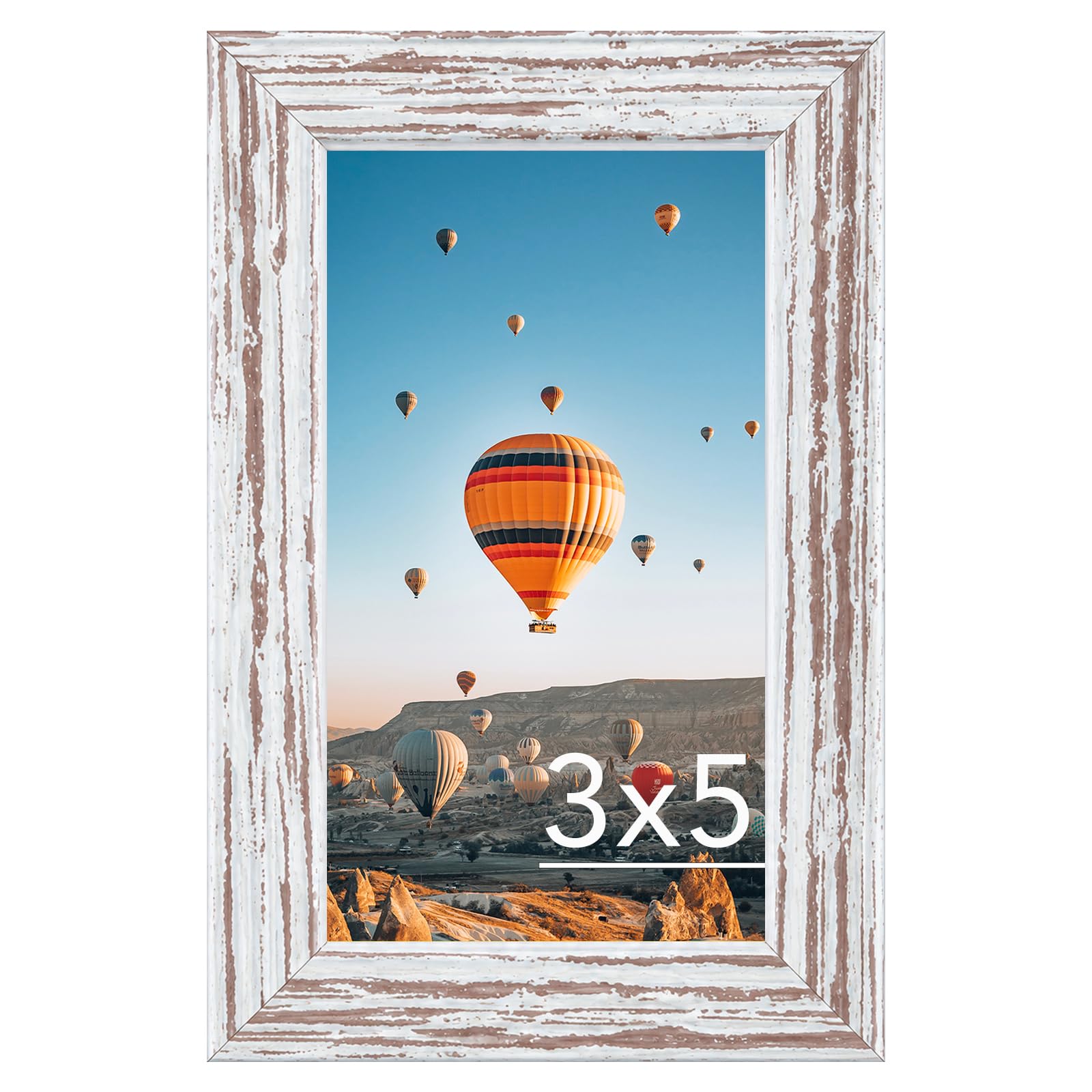 JCJMY 3x5 Picture Frame for Tabletop, 3 x 5 Photo Frame with Shatter Resistant Plexiglass, Sturdy 3 by 5 Poster Frame, Rustic White