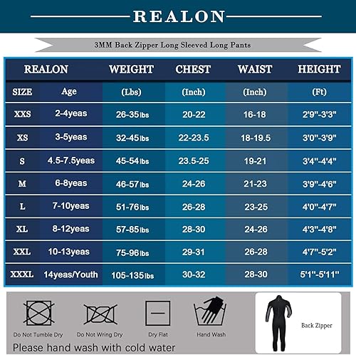 Miniatura 4 de REALON Traje de neopreno para niños y jóvenes, trajes de baño de neopreno de 0.118 pulgadas para niños, 0.079 in, manga cortacompleta, cremallera