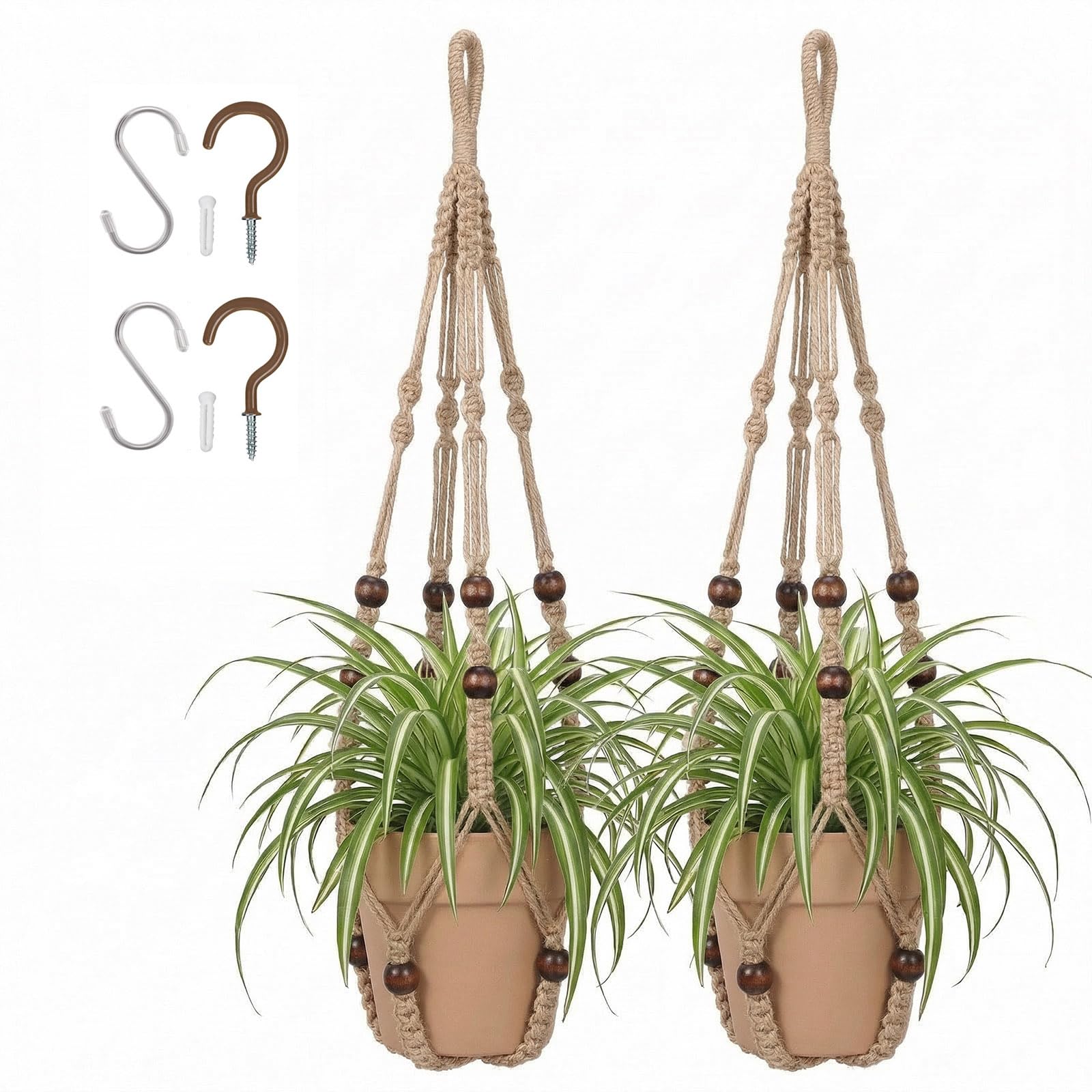 Mivofo Macrame Plant Hanger 23-Inch, Set of 2
