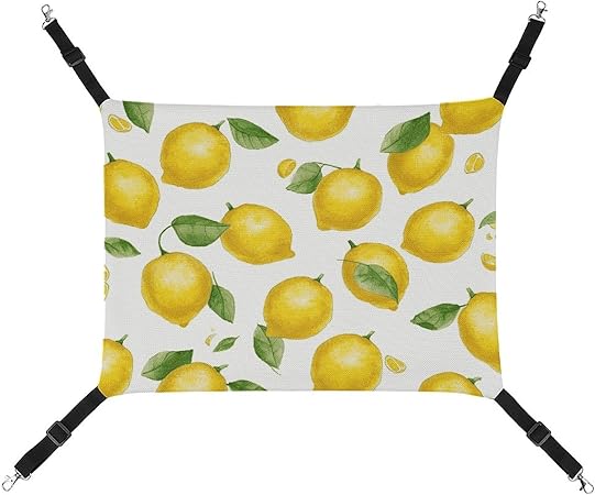 Hanging Pet Hammock, Yellow Lemon Printed Soft Breathable Pet Hammock with Adjustable Straps and Metal Hooks for Cats Small Dogs Rabbits Sugar Gliders Hanging Pet Hammock, Yellow Lemon Printed Soft Breathable Pet Hammock with Adjustable Straps and Metal Hooks for Cats Small Dogs Rabbits Sugar Gliders