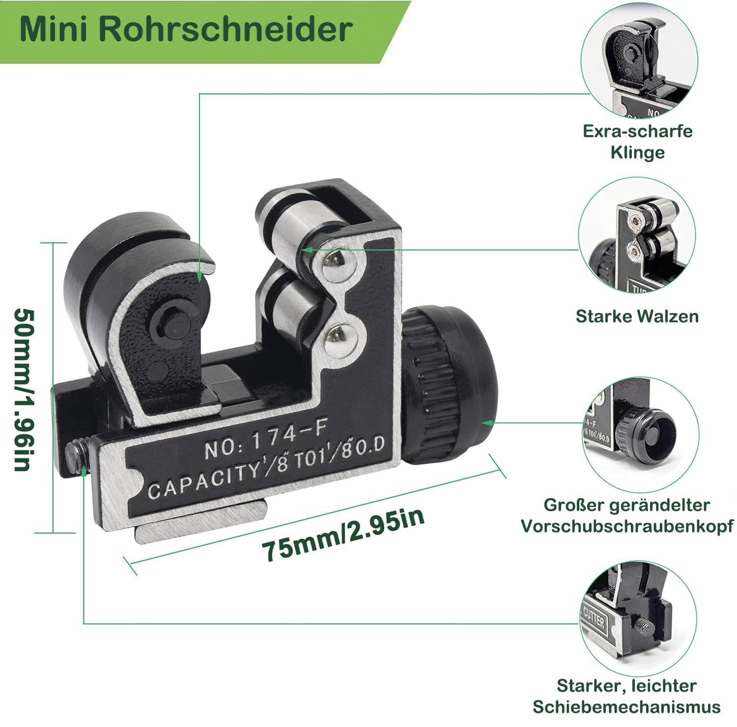 Rohrschneider Set 5-50mm mit Entgrater,Vielseitiger Rohrabschneider