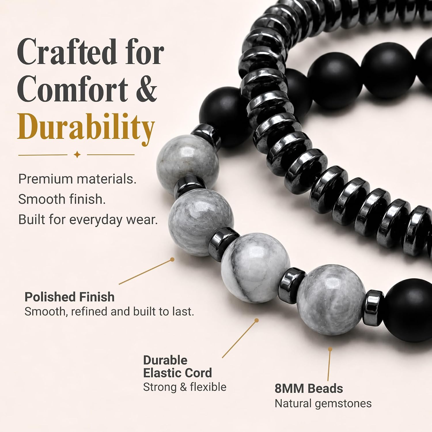 Magnetic Hematite Bracelet for Women, Black Bracelets for Women for Slimming Energy Balance, Healing Bracelets for Women with Natural Stones