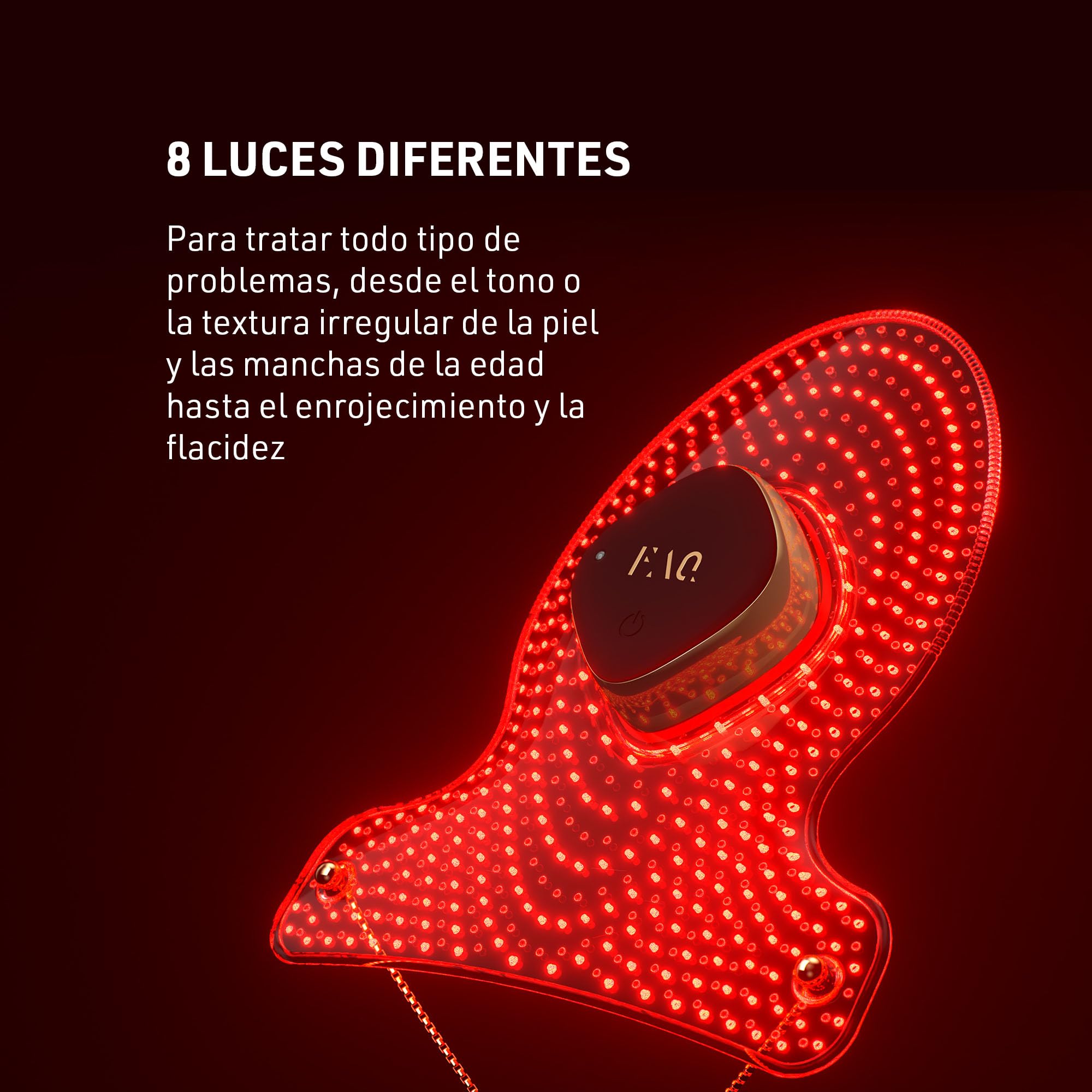 FAQ 211 mascarilla antiedad para cuello y escote con 7 LED + NIR | Mascarilla para manos, Mascarilla LED, 8 colores, Inalámbrico, Mascarilla silicona, 623 puntos de luz, Skincare portátil