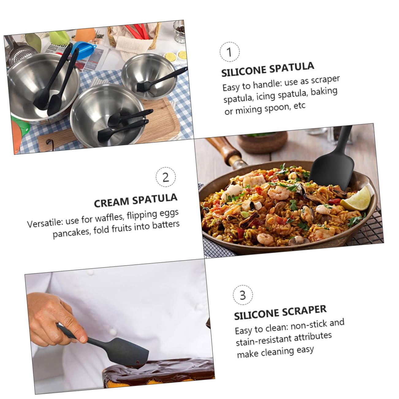 IMIKEYA 1set Utensili da Cucina Silicone Spatole Flessibili per Torte e Strumenti da Forno Resistenti al Calore e Non Appiccicosi