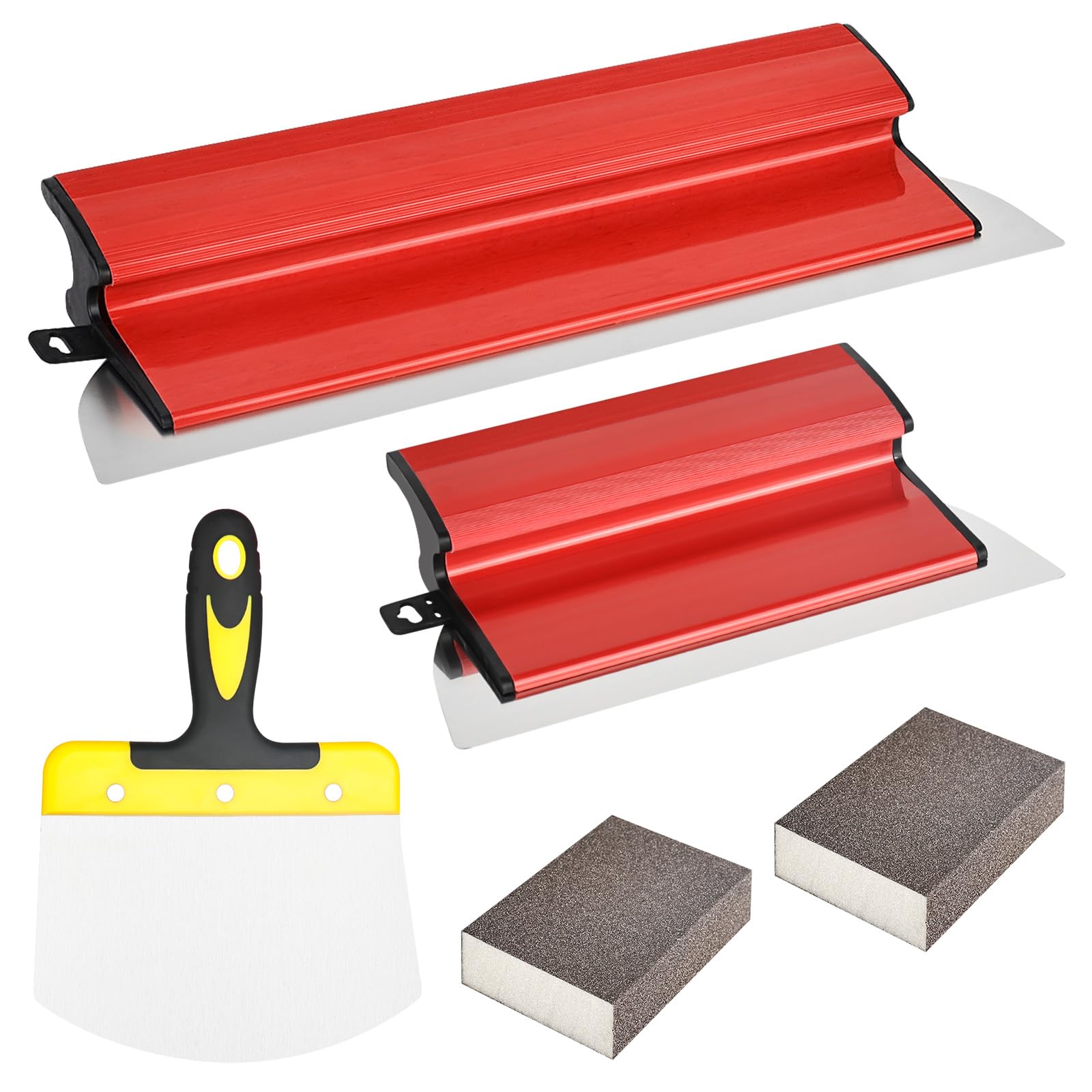 Juego de 2 espátulas para superficies de 40 cm/25 cm, con 2 esponjas abrasivas y espátula curvadora, herramientas de desmoldeo para gran área de trabajo, decoración de pared, herramienta de