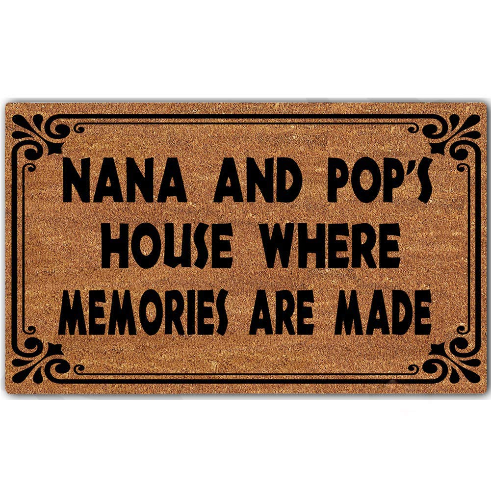 Eureya Welcome Mat Indoor/Outdoor Easy Clean Rubber Back Entry Way Doormat for Patio; Front Door 30"x18"-Nana and Pop's House Where Memories are Made