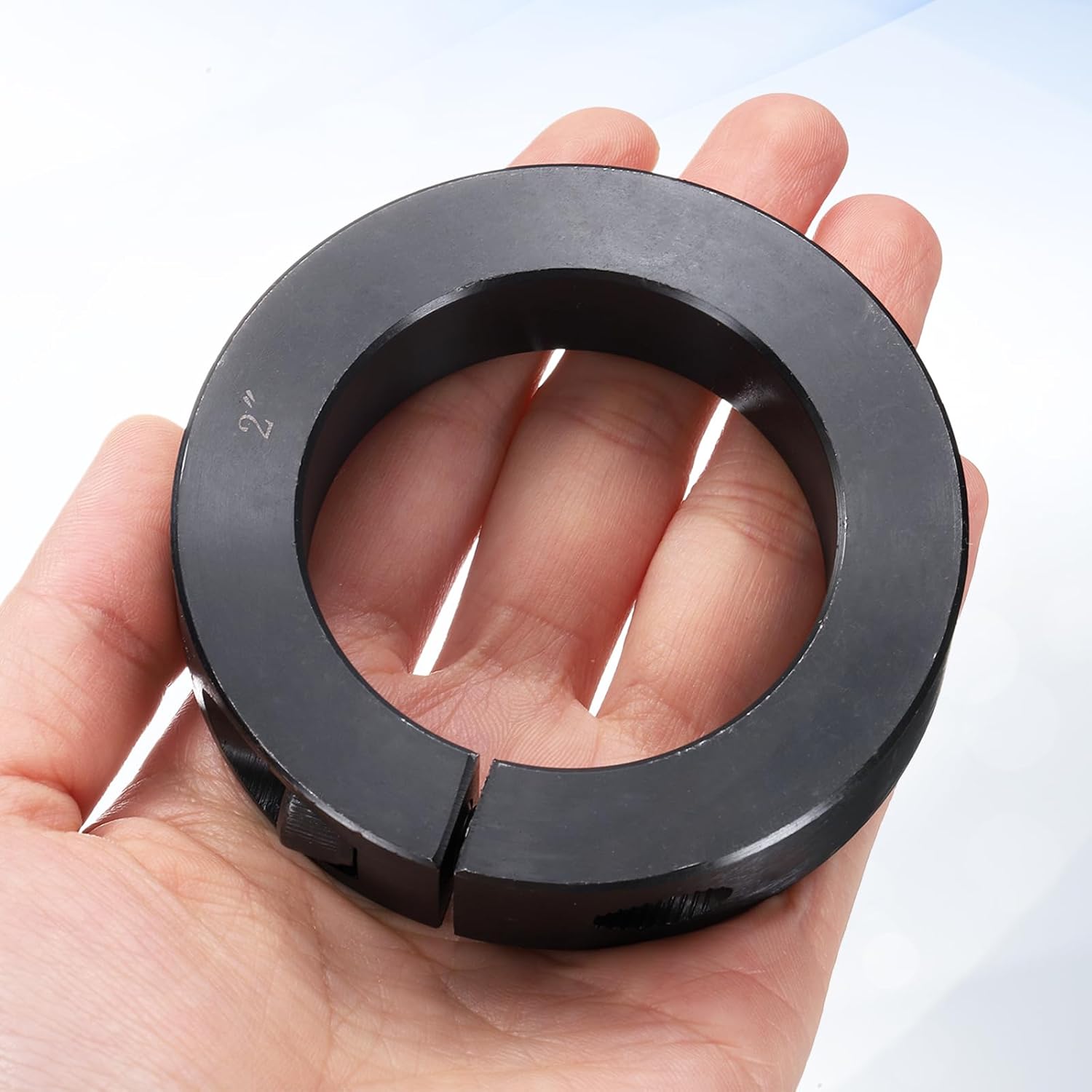 uxcell 2Pcs Single Split Shaft Collar, 2" Bore One Piece Clamping Collar 3" OD 11/16" Thickness Black Oxide Lock Collar Clamp with Set Screws (1045 Steel)