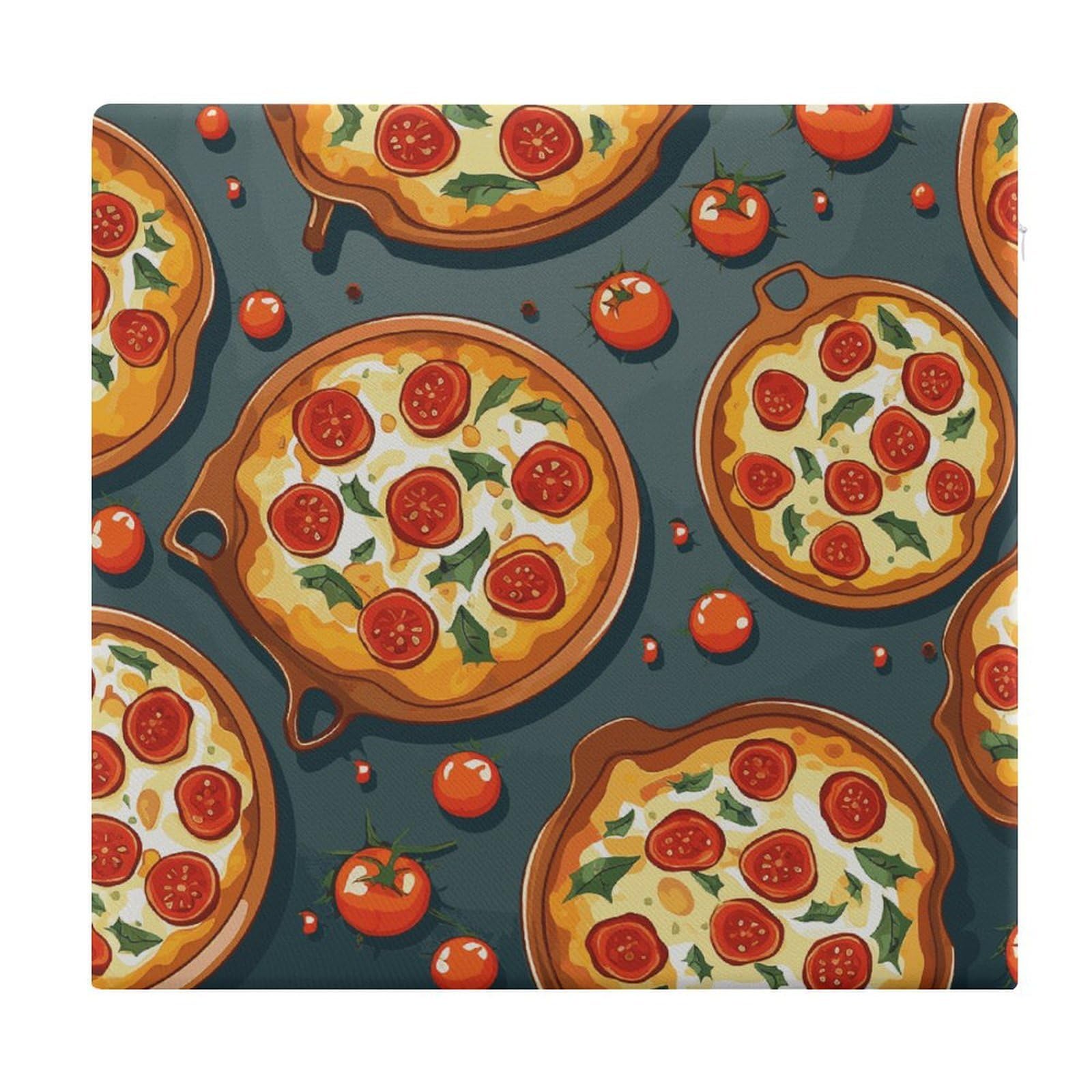 FekiLoot Pizza Food Seat Cushion for Dining Chairs Breathable Square Chair Pads Memory Foam Chair Cushions Comfortable Non-Slip Seat Pad Meditation Floor Pillow 13.8”x15”