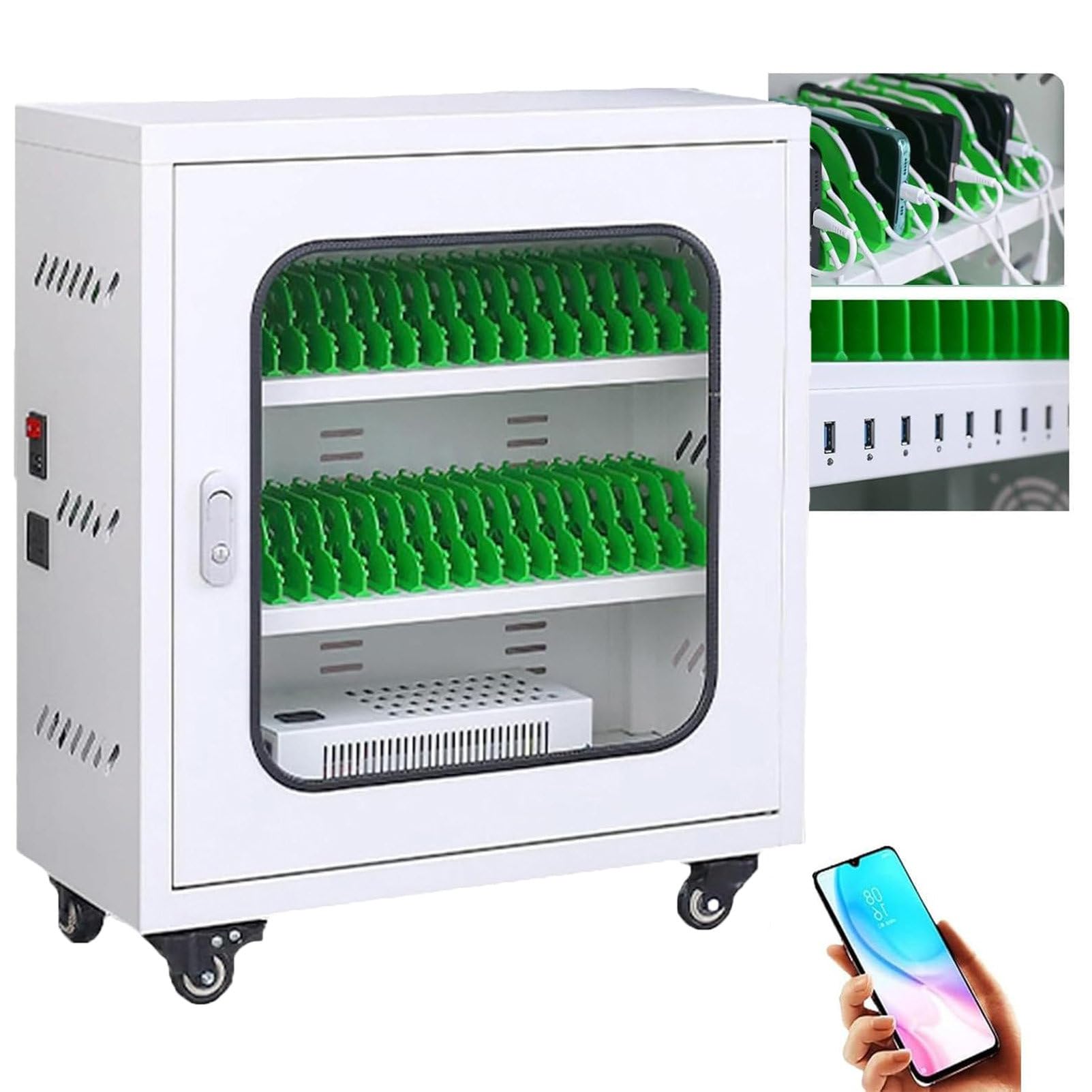 GTHTUHFD Smartphone Charging Station Cabinet 60 Slots Usb Rechargeable Mobile Phone Storage Box Efficient Cell Phone For Home Office And Events,40slots