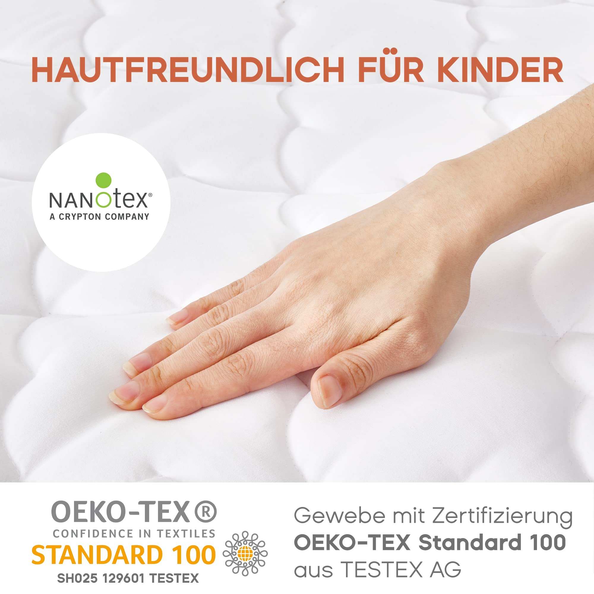 SONIVE Coprimaterasso impermeabile per culla e bambini piccoli, imbottitura in microfibra, 10 oz, certificato Oeko-Tex Standard 100, bianco, 70 x 140 cm