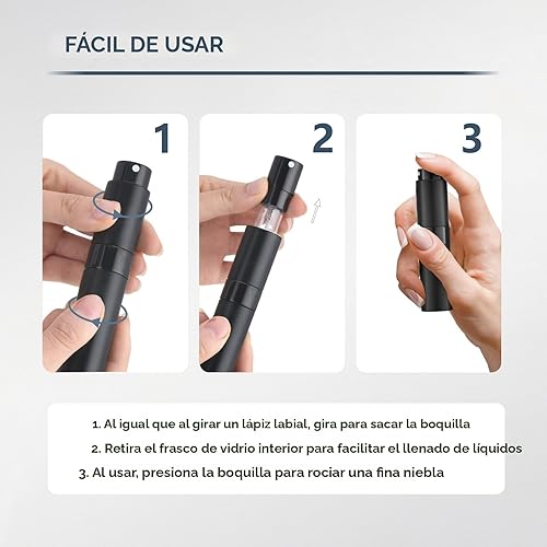 Miniatura 5 de Atomizador de Perfume Botella de Viaje Recargable Vaporizador de Colonia Portátil para Hombres - Mini Spray Vacío para Recarga - 8ml Tamaño Pequeño