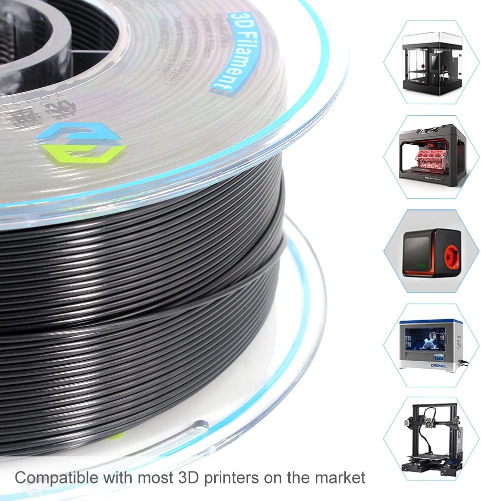 YOUSU Black PVB Filament 1.75 mm for 3D Printer & 3D Pen 1 kg (2.2 lbs), Print As Easy as PLA Fialment, can be Polished with Alcohol to get Smooth Surface.