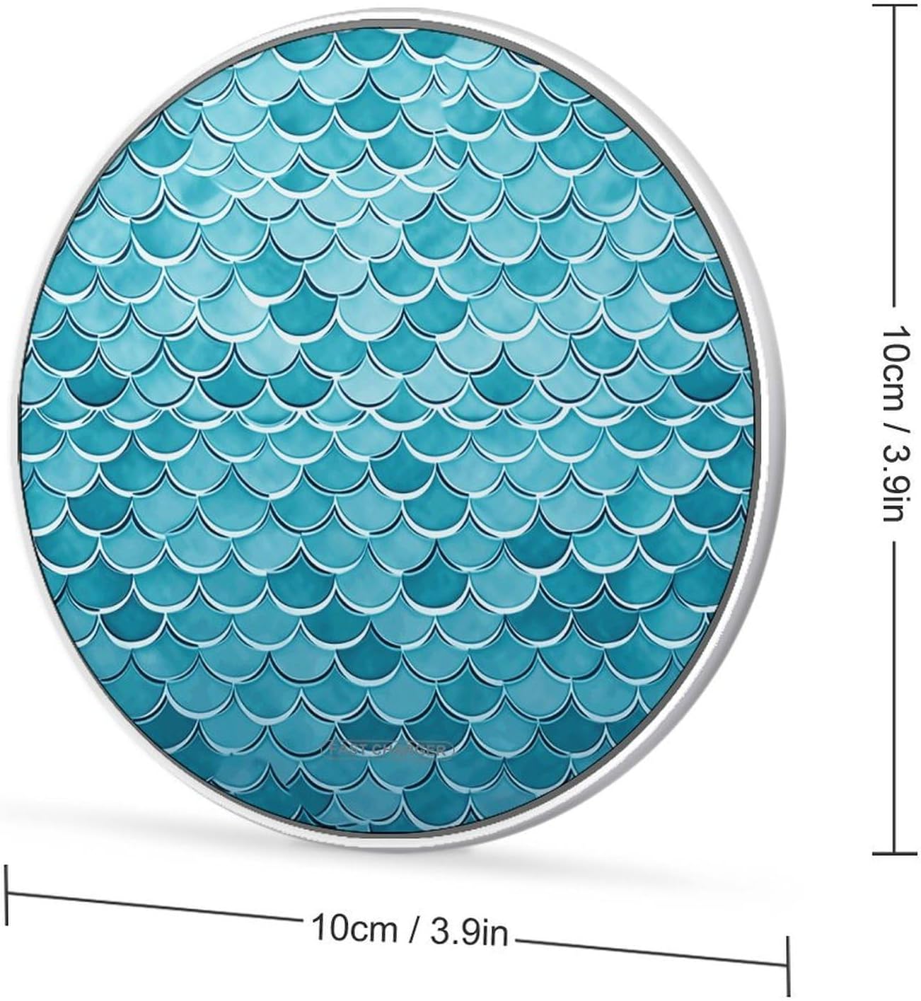 Blue Waves Squama Mermaid Scale Wireless Charger, 10W Qi-Certified Fast Wireless Charging Pad with USB Cable & LED Indicator Fashion Charger Mat Portable Charging Station for All Qi-Enabled Phones image 2