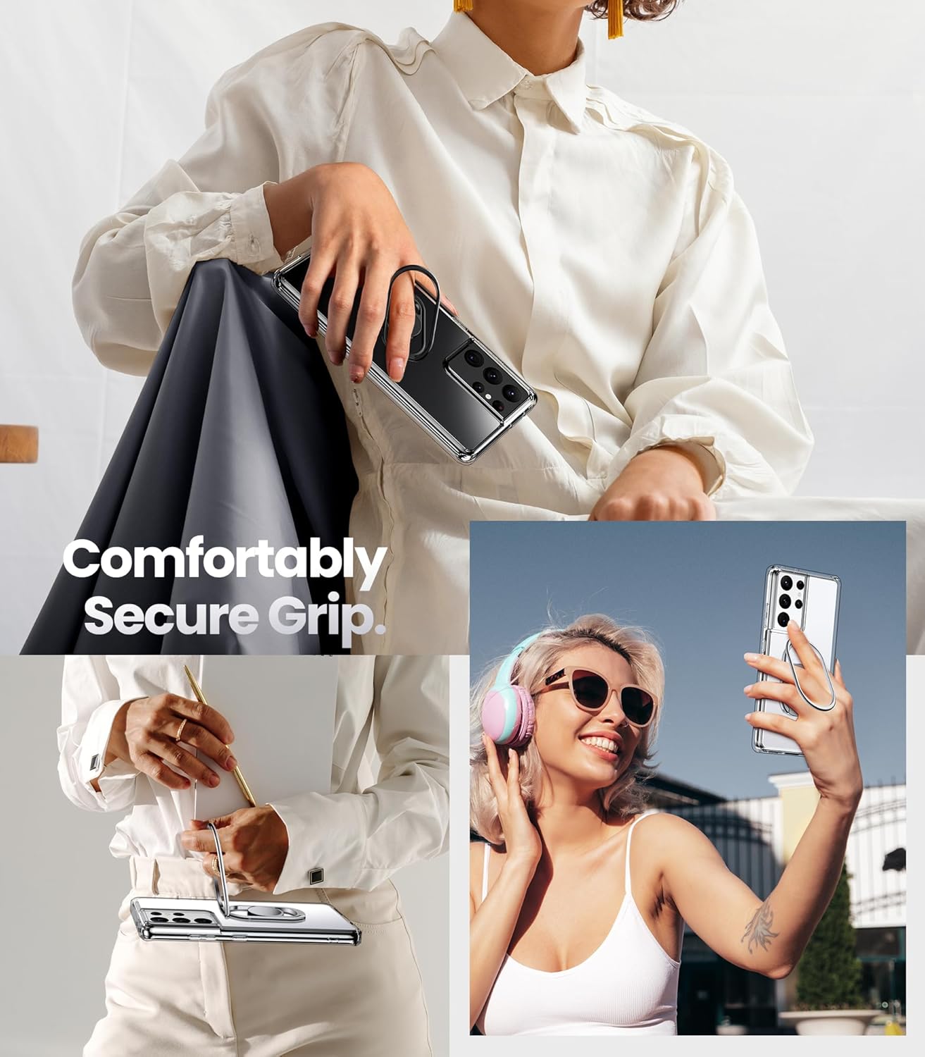 Shields Up for Samsung Galaxy S21 Ultra Case with Stand, Galaxy S21 Ultra Case Clear with Double Ring Holder [Adjustable & Foldable] Shockproof Protective Cover for Samsung Galaxy S21 Ultra - Clear - Image 5