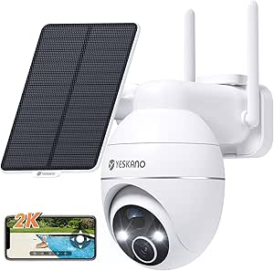 Wireless Outdoor Wi-Fi Camera with Solar Panel, 360° PTZ Camera Battery Surveillance, Color Night Vision, Human/PIR Detection with Alarm, 2 Way Audio, 2.4GHz, IP66 asin的图片