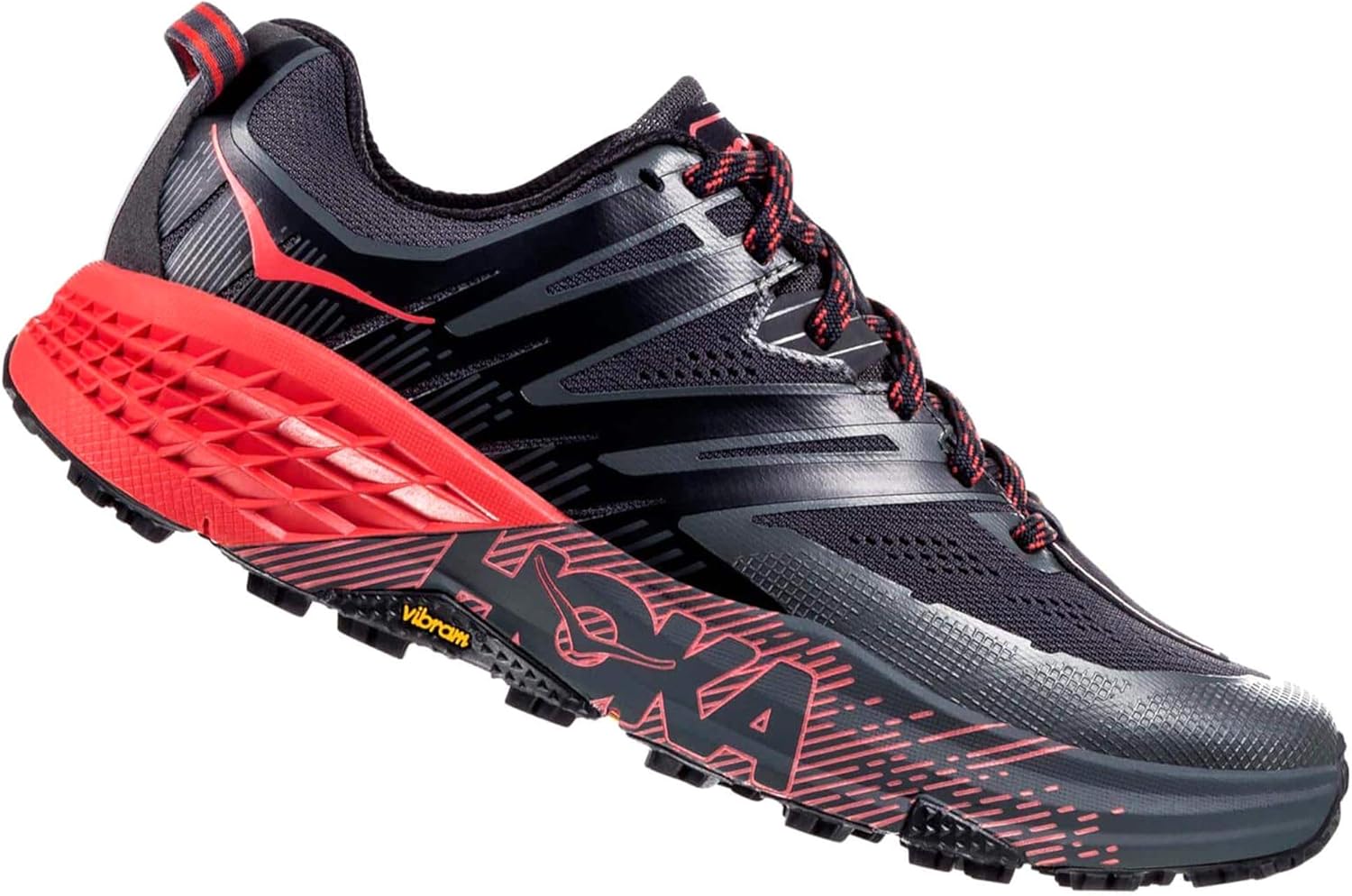 HOKA ONE ONE Women's Speedgoat 3 Shoe - 7 - Dark Shadow/Poppy Red