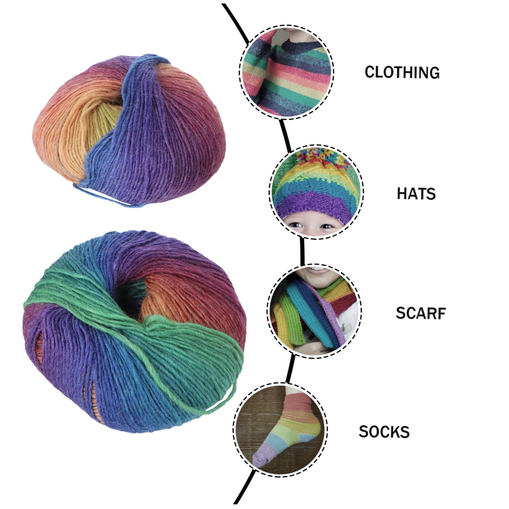 TEHAUX 6rollen Bunte Wollgarn- Für Stricken Und Häkeln Hochwertige Mehrfarbige Wolle Für Schals Und Kreative -projekte Für Und Bastelarbeiten