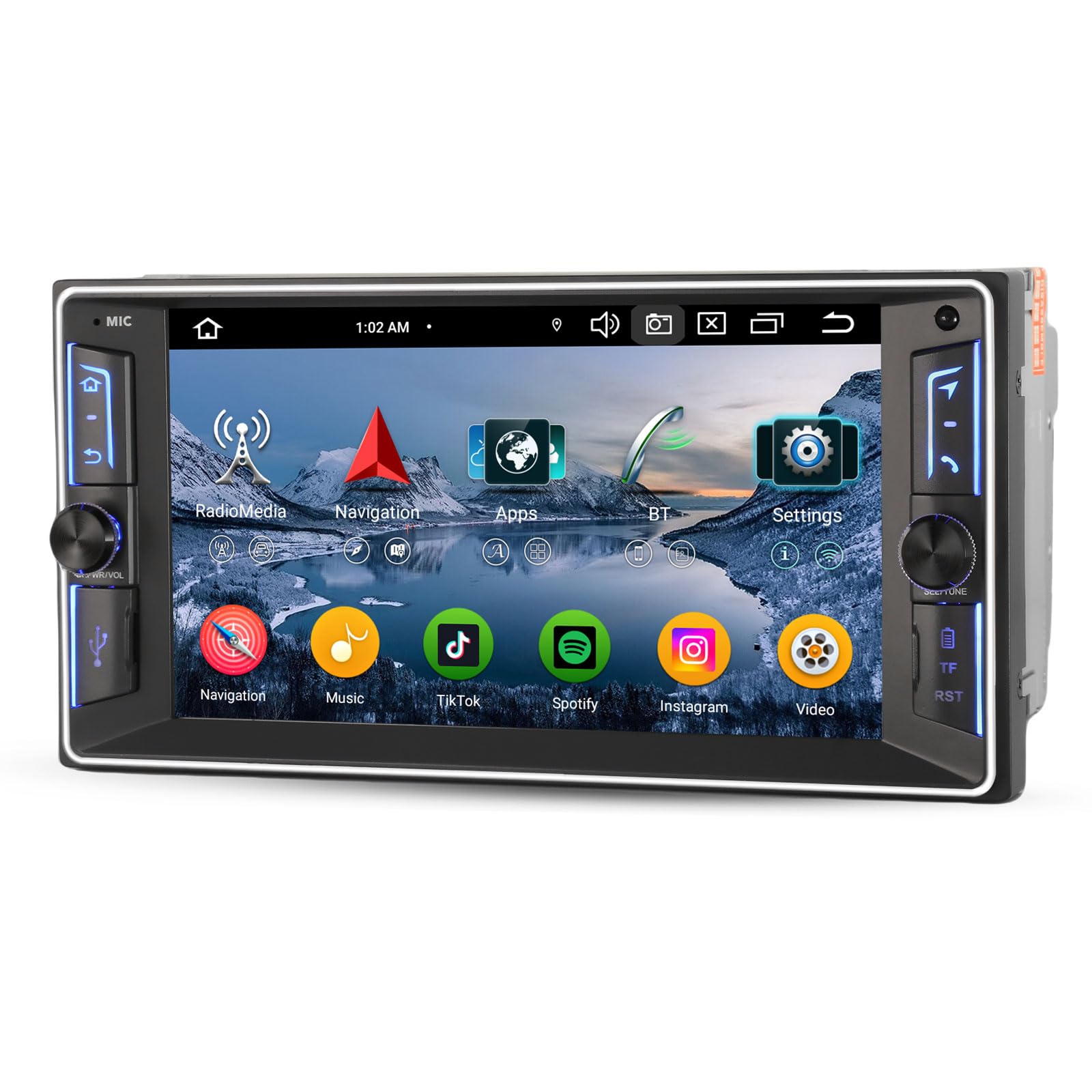 Android 14 8-Core 4GB+64GB Autoradio 2 Din GPS Navigatore per Toyota Corolla RAV4 Hilux Vios Prado Supporta Bluetooth 5.0 Wireless CarPlay Android Auto WiFi 4G DSP RDS Canbus IPS Schermo Tattile