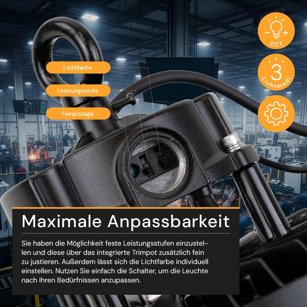 Multitalent LED Hallenleuchte 3-stufig einstellbar, bis 28000lm