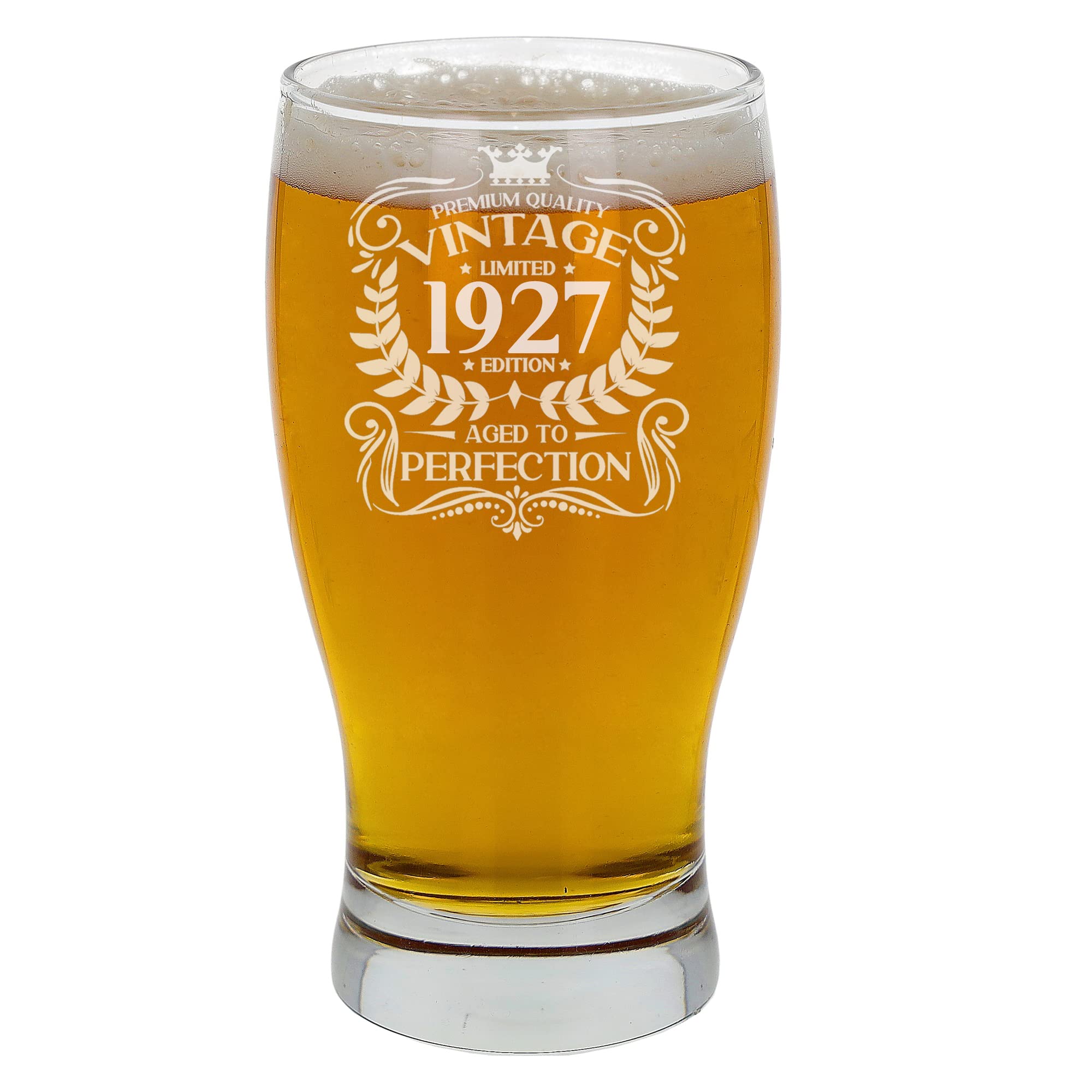 Always Looking Good 99th Birthday Gift for Men Vintage 1927 Aged to Perfection Engraved Pint Beer Glass Present for 99 Year Old Etched Cider Lager Beer Tulip Pint Glasses
