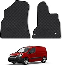 Peugeot Partner (2008-2018) Rubber Van Mats Accessories Tailored Fit Compatible Accessory Waterproof Protection Non-Slip Car Floor Mats 3mm Thick Full Coverage Durable Coverage with Clips