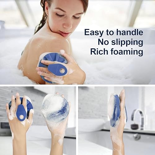 Miniatura 2 de INNERNEED Cepillo de ducha exfoliante y masajista de silicona más higiénico, herramienta de baño, para todo tipo de piel, enjabona bien, vida útil
