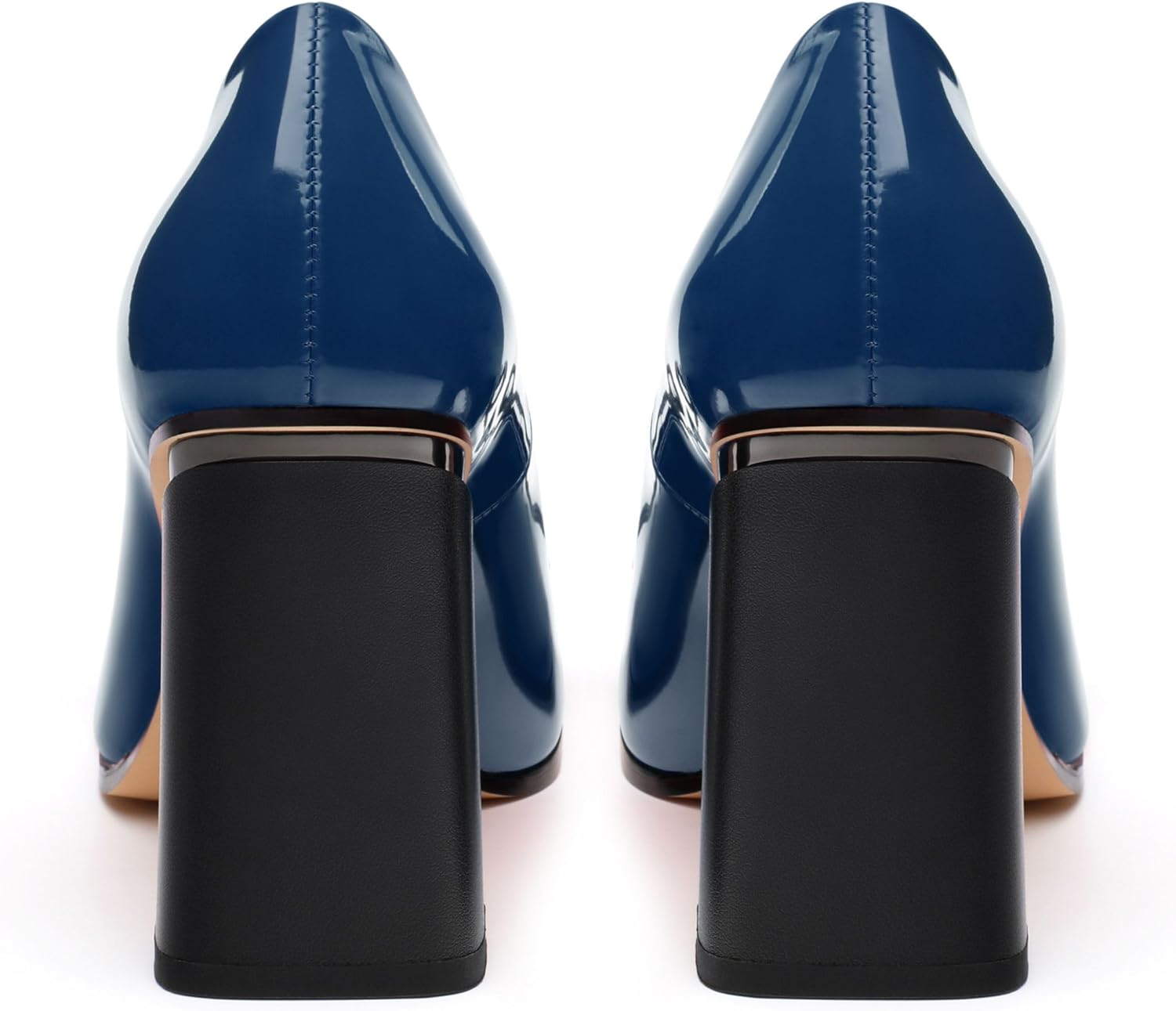Chunky Block Heels for Women Patent Closed Pointed Toe Pumps Slip on Heels Dress Wedding Shoes 3.5IN - Image 6