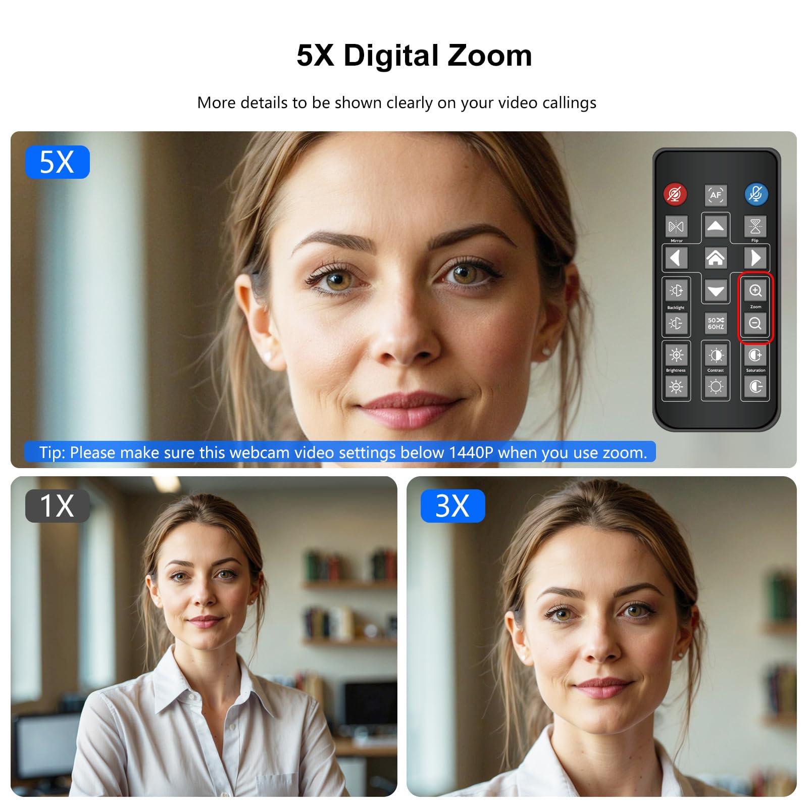 Cámara web UHD 4K PDAF Streamin con control remoto