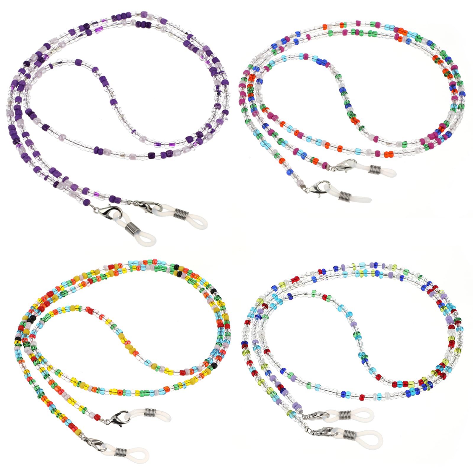 Bewudy 4 cadenas de gafas con cuentas para mujeres y niñas, collares para gafas alrededor del cuello, correa de gafas para mujer, accesorios de gafas de sol