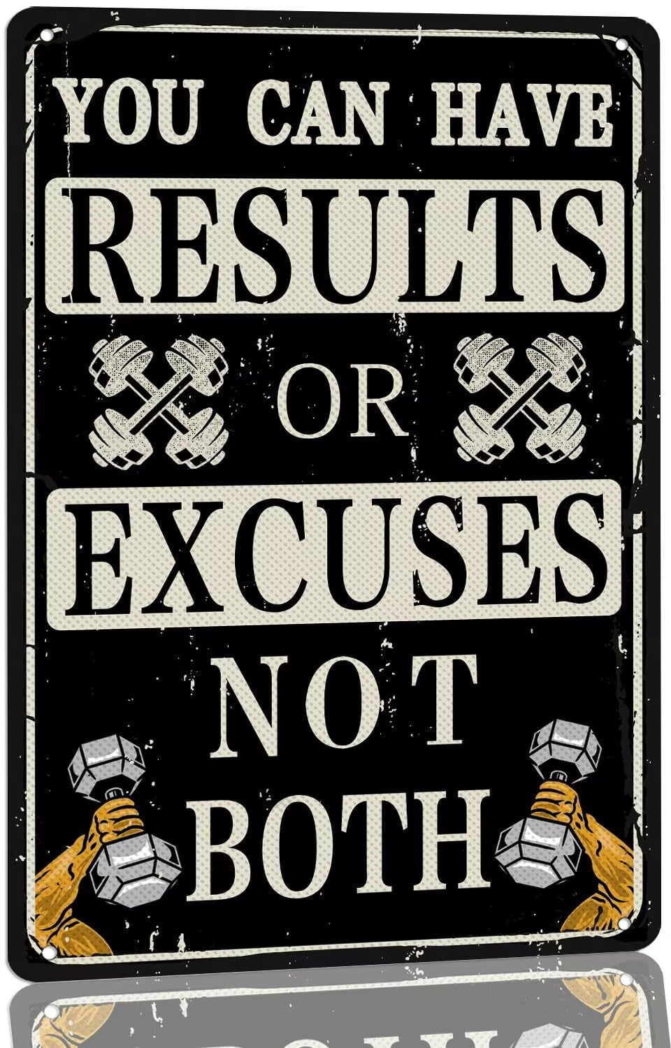 SMAZDFXX Vintage Gym Sign - You Can Have Results or ExcusesBoth Metal Tin Signs Workout Motivational Quote Signs Funny Fitness Sign Decor for Gym Room Pubs Garage Man Cave 8"x12"