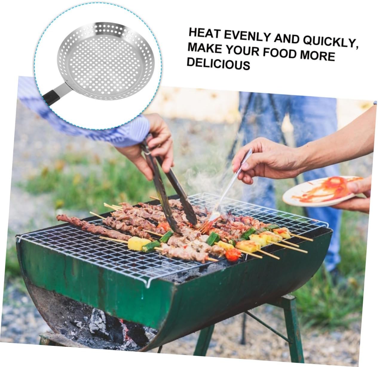 Stainless Steel Barbecue Plate Non Stick Outdoor Grill Pan with Even Heat Distribution for Portable Burners and Practical Meat Grilling