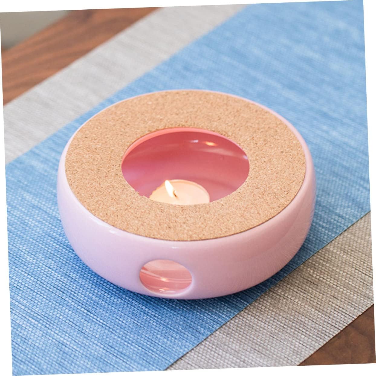 Cabilock Ceramic Tea Heater Warmer for Teapots Pink Purple Compact Teapot Stove with Ventilation for Home Office Tea House Kitchen Use