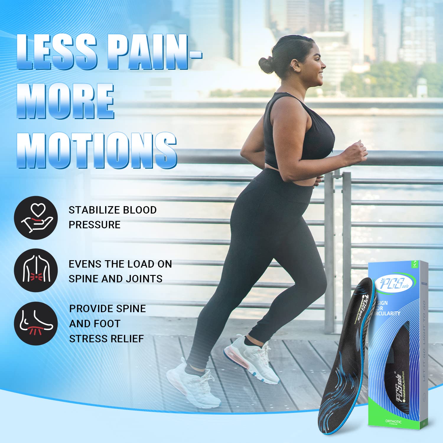 PCSsole Solette Ortopediche Supporto per arco plantare, Sport Solette Scarpe per piedi piatti, fascite plantare, dolore al tallone,per uomo e donna, Nero (30.5CM)