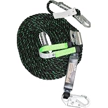 AFP 50 FT Vertical Lifeline Assembly w / Rope Grab Snap Hooks & Shock Absorber، ANSI & OSHA مصنفة معدات سلامة التسقيف   