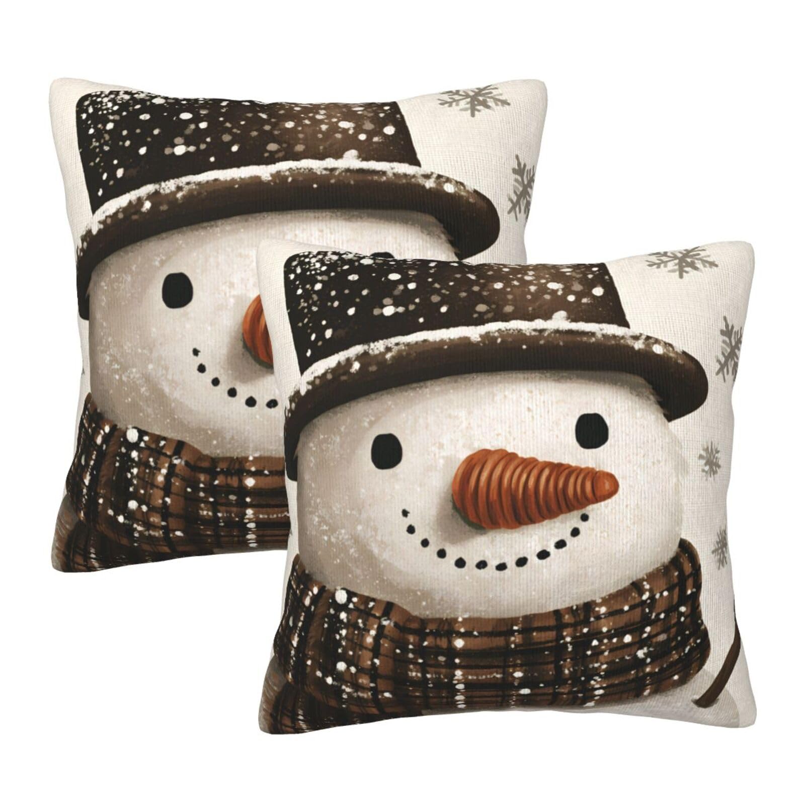 Wuwoli Snowman Throw Pillow Covers 18X18 Set Of 2, Pillowcases For Sofa Couch Bedroom Living Room Car