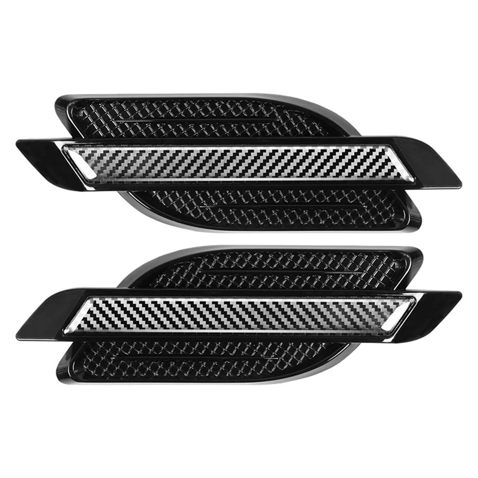 Air Side Vent Trim Car Side Wing Trim Automotive Universal Wing Decorative Car Stickers Exterior Fender Side(Black 2PCS)