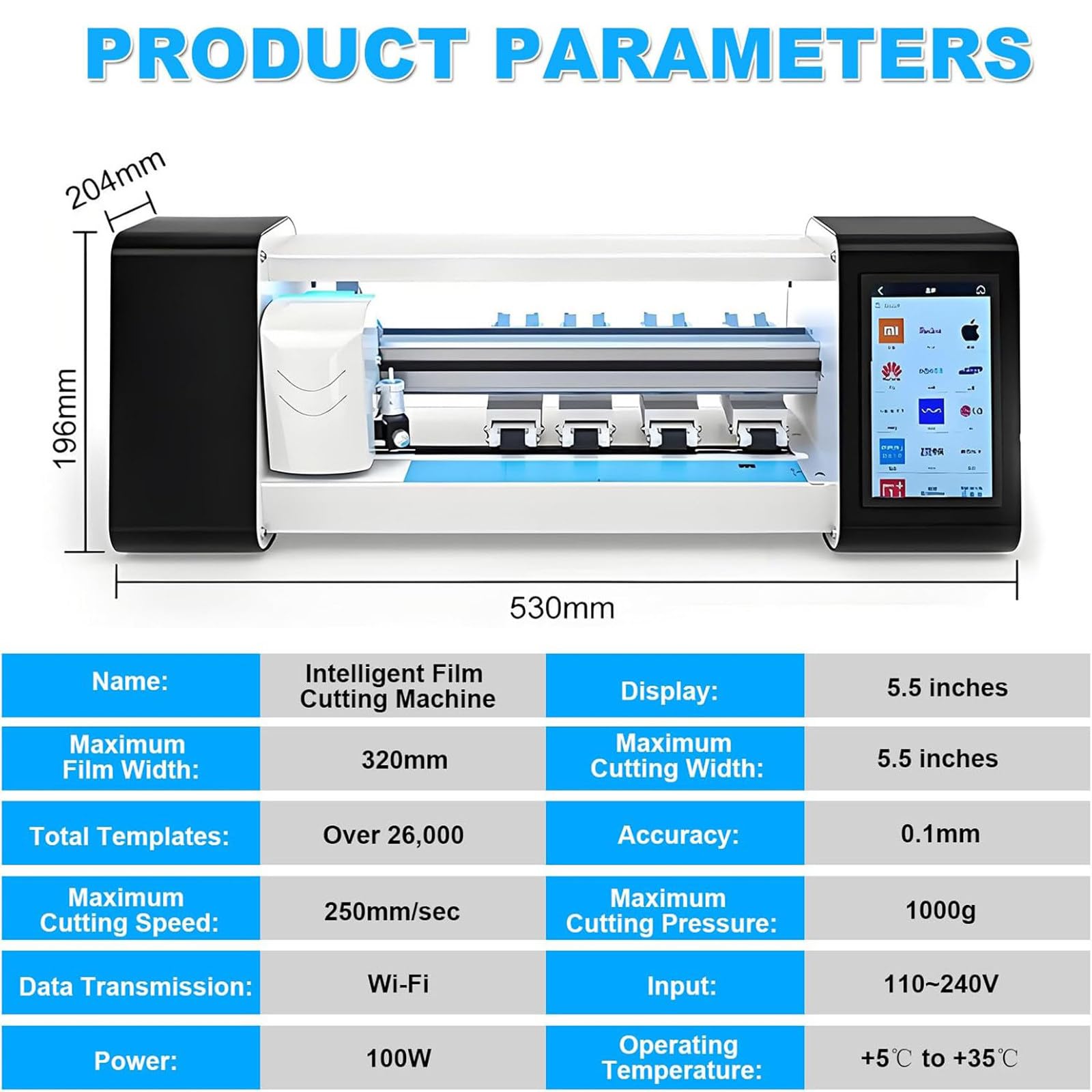 Máquina Inteligente Corte Películas para Protectores Pantalla De Hidrogel TPU para La Parte Frontal del Teléfono Móvil, Máquina Corte De Protectores De Pantalla para Teléfonos Móviles