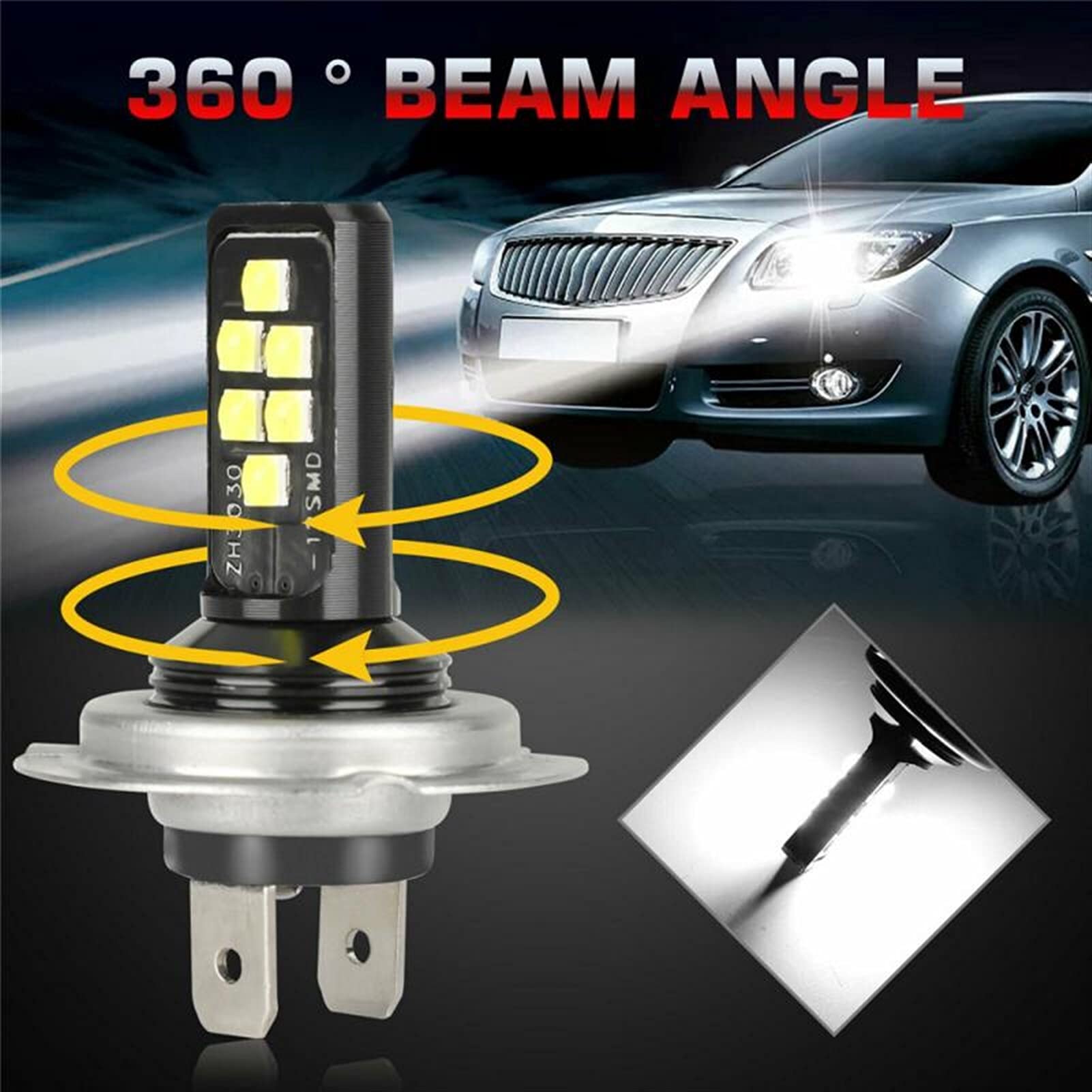 Faros de xenón H7 H4 Combo LED Kit Kit Kit Bulbos H4 H7 LED Bombillas de Niebla Coche High High High 60W 52000LM 6000K Kit Coche Bombilla Bombilla TxTB1 Coche y Moto