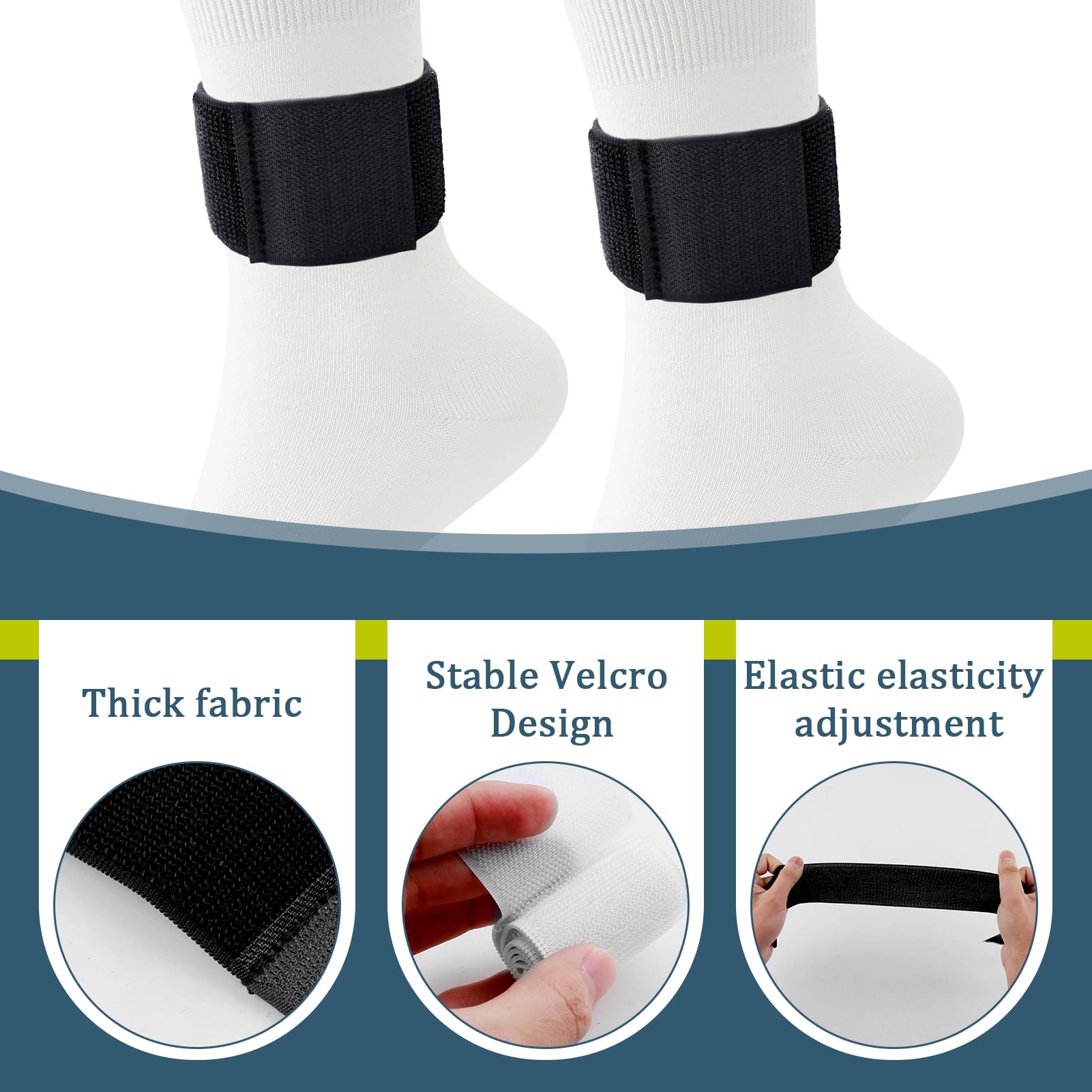 Sangles De Maintien Pour Protège-tibias De Football - Lot De 4 (2 Noires, 2 Blanches), élastiques Et Réglables