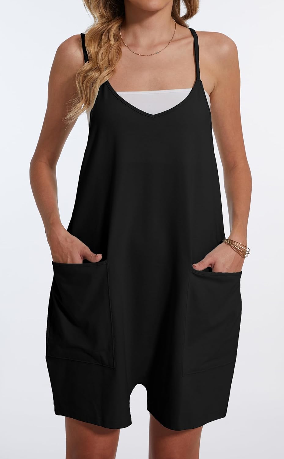 Women's Oversized Sleeveless Romper Casual Shorts Jumpsuit with Pockets & Strapless Underwear 2 Piece Set - Image 2