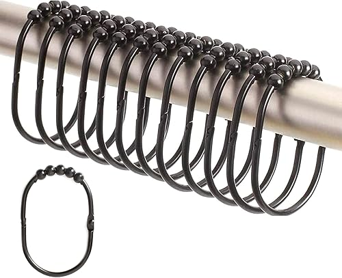 Miniatura 11 de 2 Lb. Depot Juego de 12 anillos anchos para cortina de ducha, fáciles de deslizar y a prueba de óxido, ganchos de cortina de ducha de acero