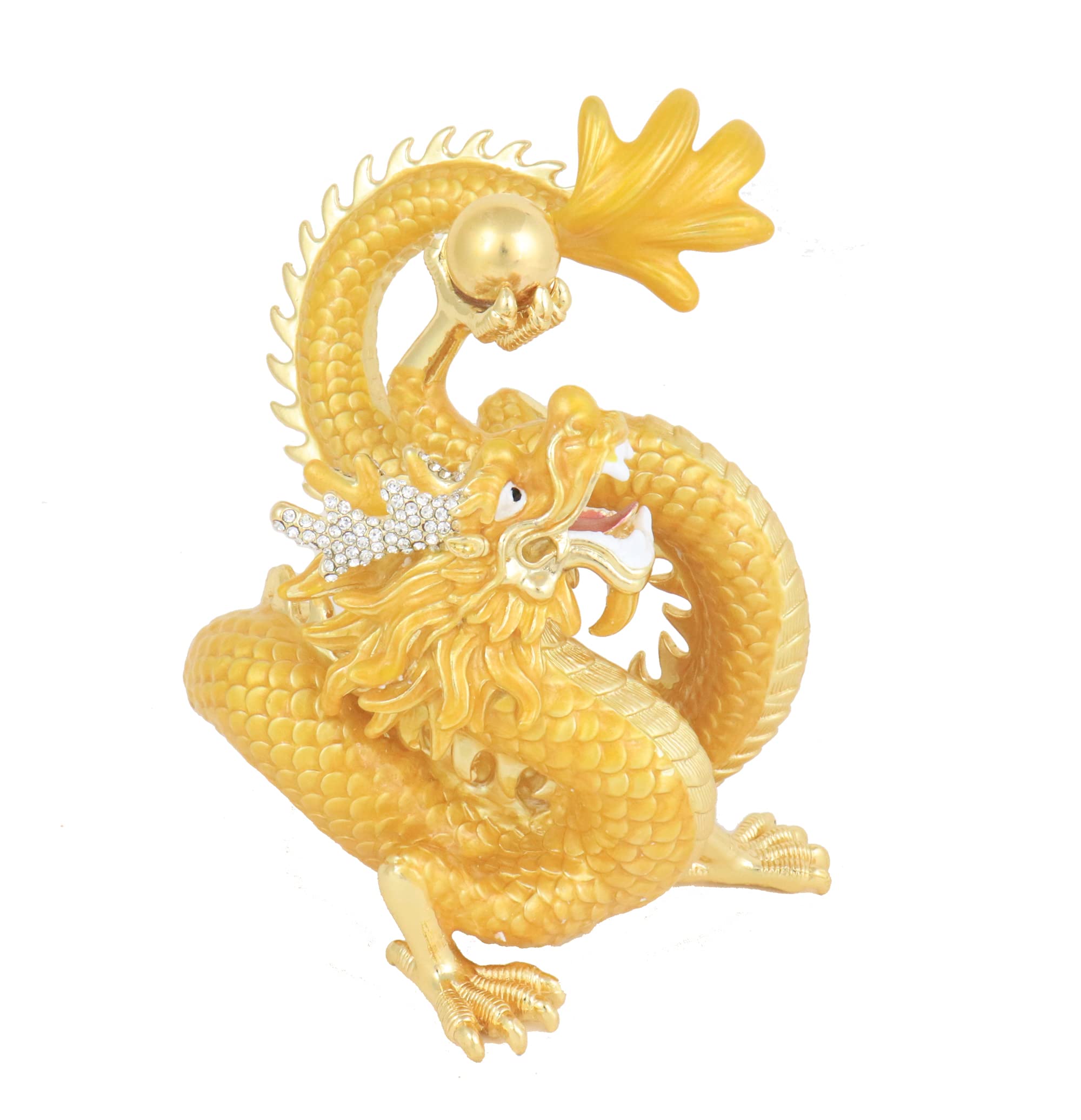 Buy 2023 Feng Shui Rising Golden Dragon Holding A Pearl Statue Online ...