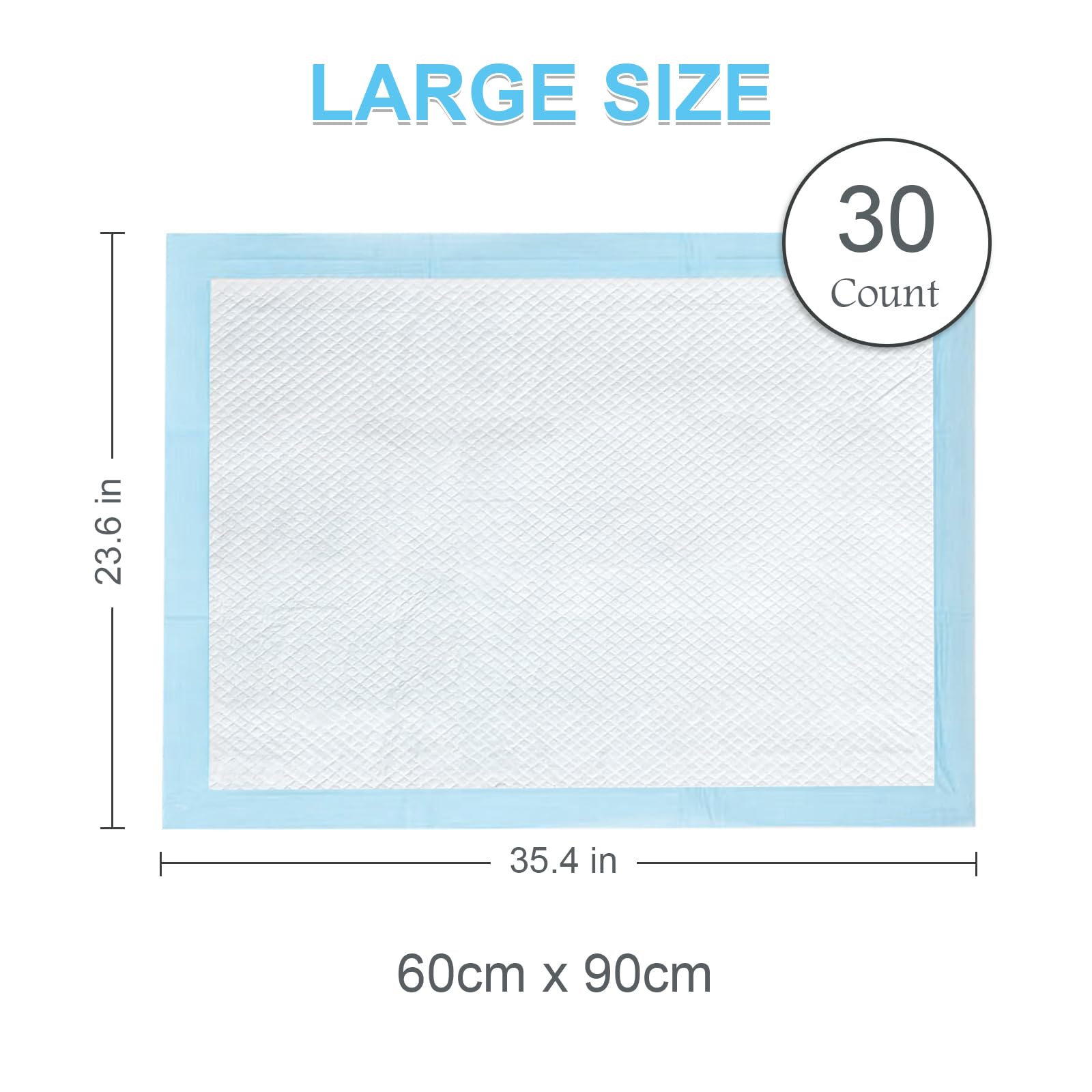 EUROPAPA® Jednorazowa Podkładka na Łóżko dla Dorosłych, 30 Sztuk, 60 x 90 cm, 6-Warstwowa, 60 g/Sztuka, Niebieska, Wodoodporna, Szczelna, Higieniczna - Na Nietrzymanie Moczu
