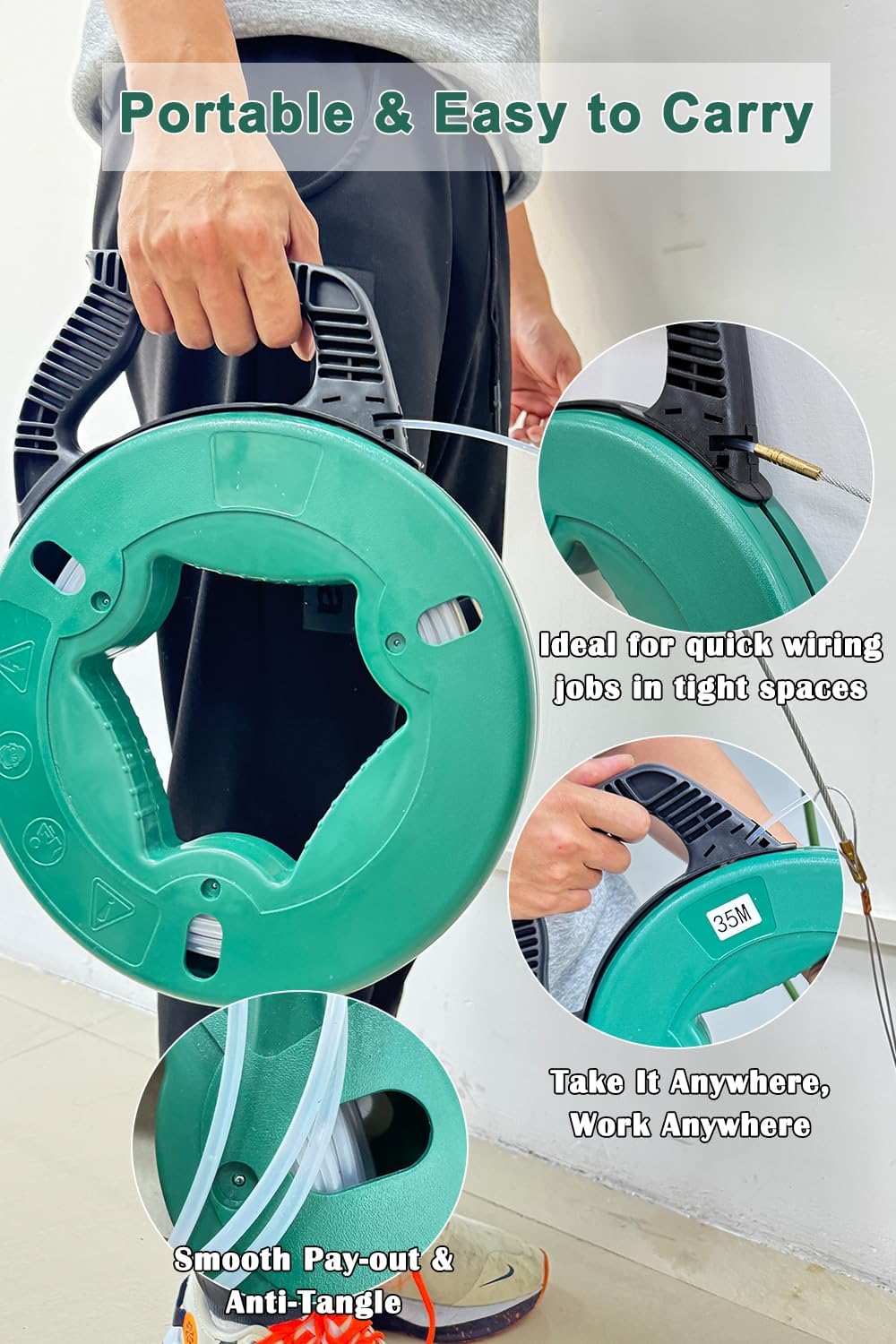 148ft Fish Tape Wire Puller for Electric or Wire Puller Steel Wire Fishing Tools for Walls and Electrical Conduit 【45m*4mm】