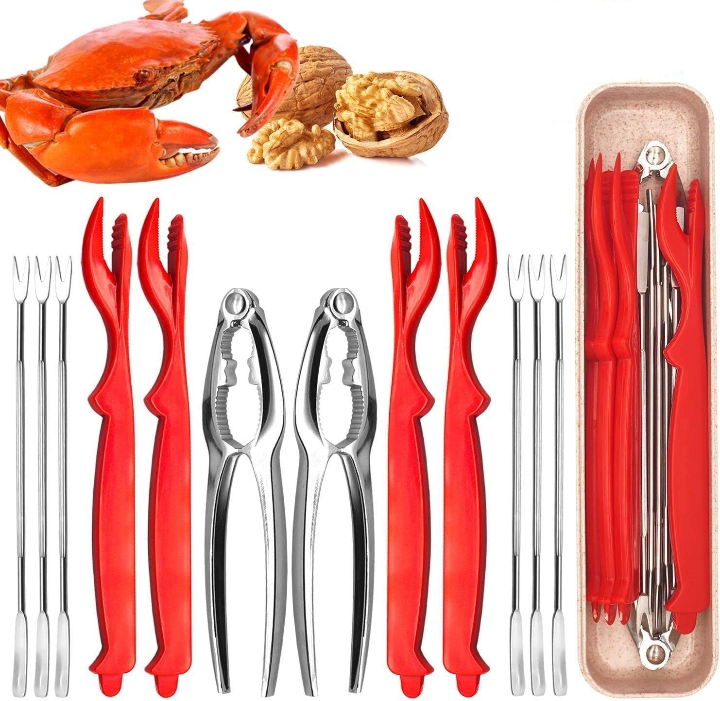 12Pcs Seafood Tools Set, Crab Leg Crackers And Tools 2 Crab Crackers