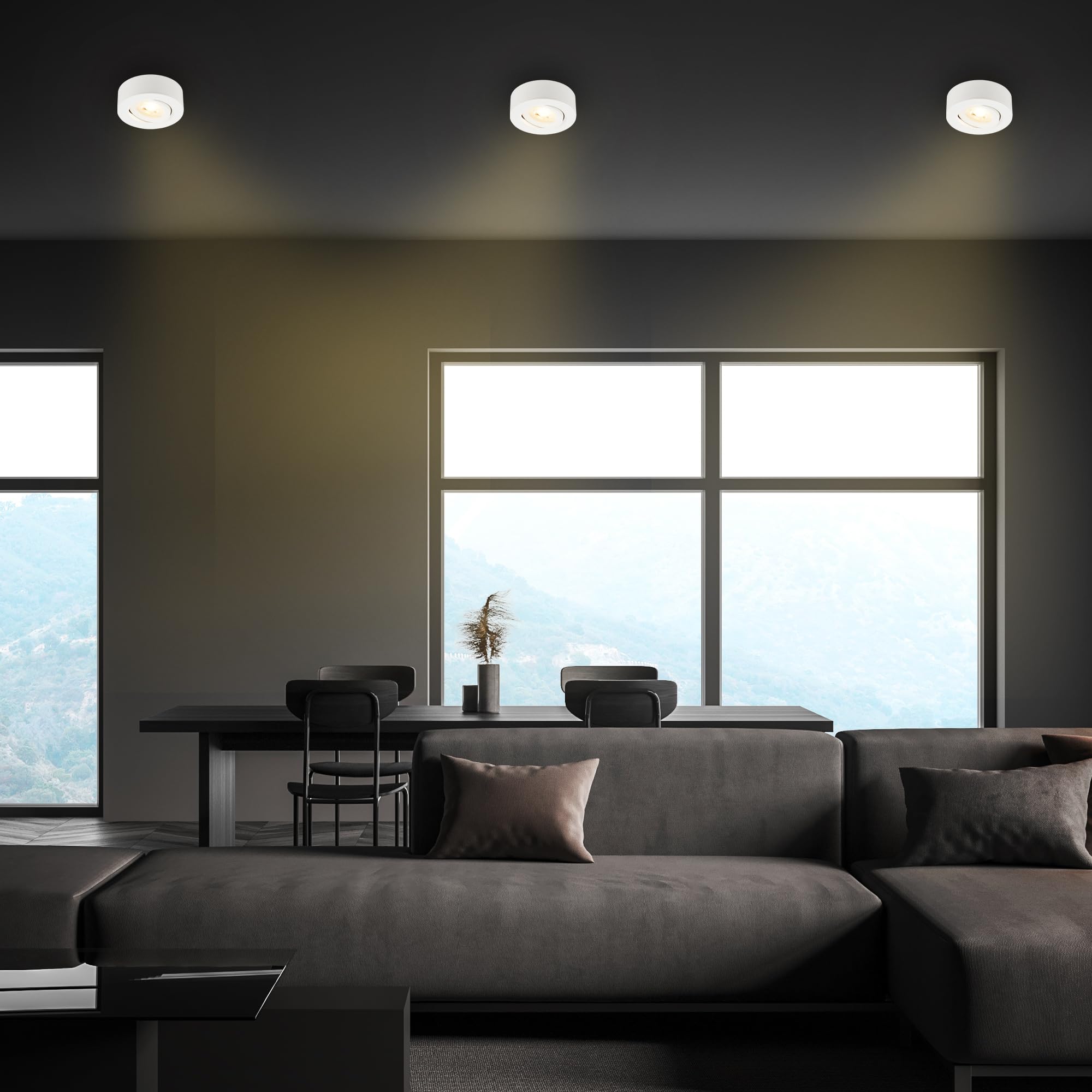 BRILONER - 2 en 1 Foco LED de superficie y empotrable, orientable, luz blanca cálida, plano, LED spot 230V, foco de techo, 68mm agujero, 90x30mm (DxH), blanco
