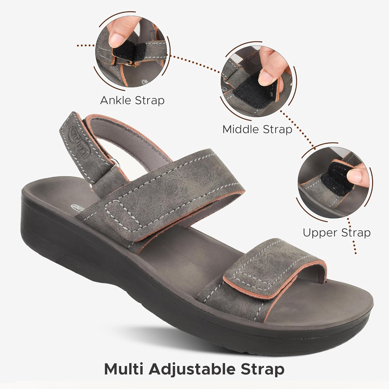 AEROTHOTIC Comfortable Sports Sandals for Women Athletic Outdoor Walking Hiking Water Cushioned Memory Foam Adjustable Backstrap Beach Sandals with Arch Support